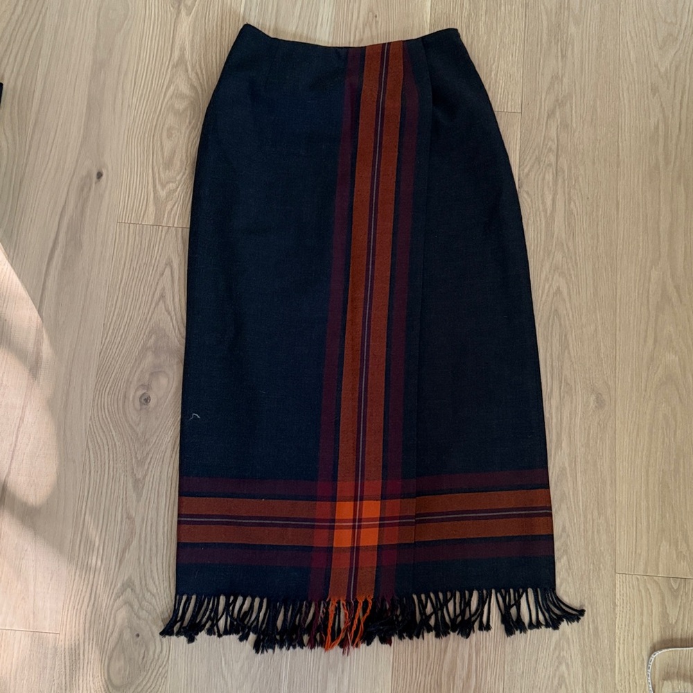 Black and Red Striped plaid maxi skirt